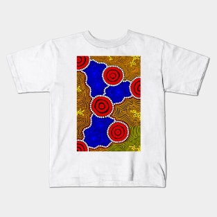 Aboriginal Art - Circles And Dots Kids T-Shirt